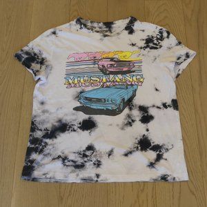 Ford Mustang Tie-Dye Black/White Women's Large T-Shirt